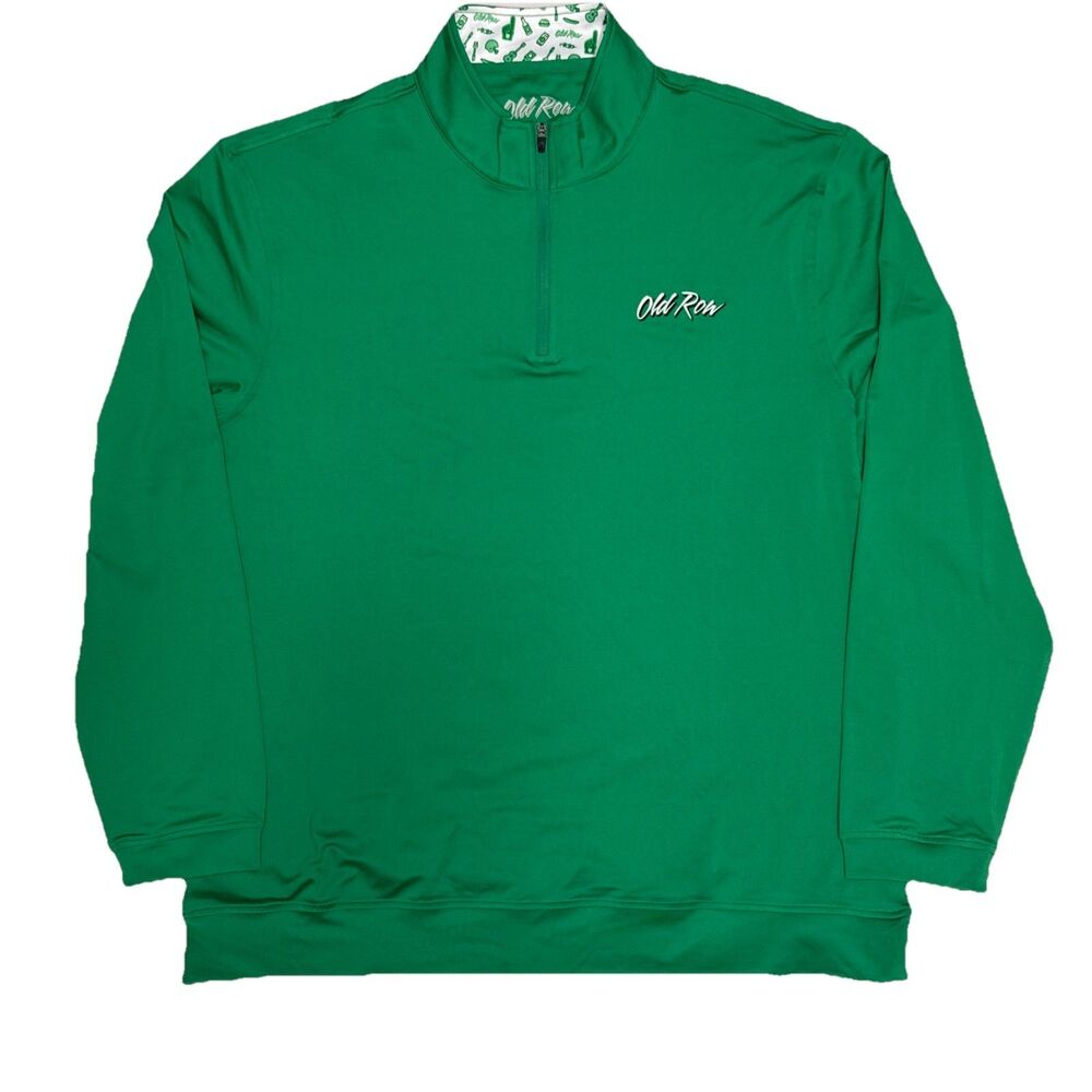 Old Row XL Pullover Tailgate Quarter Zip Kelly Green Sports Fan Men's NWT